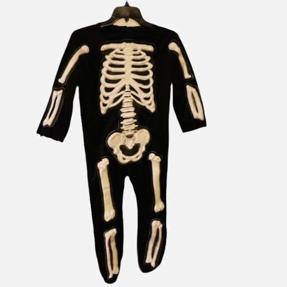 Halloween Costume Skeleton 3D Raised Bones Glow in Dark Child Large 12 14